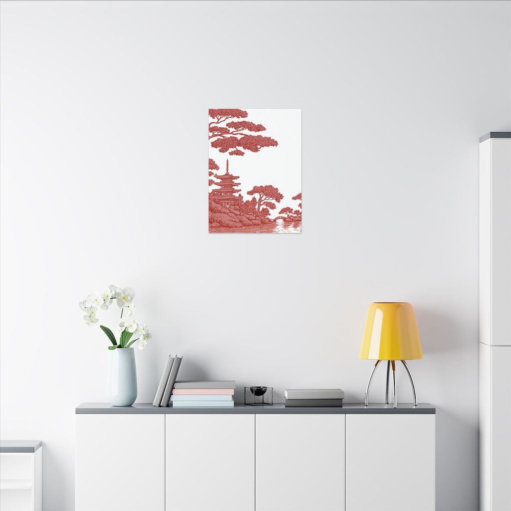 Red Pagoda Landscape Canvas