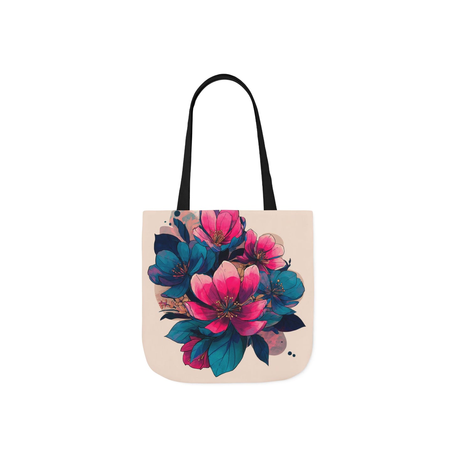 Floral Canvas Tote Bag with 5-Color Straps