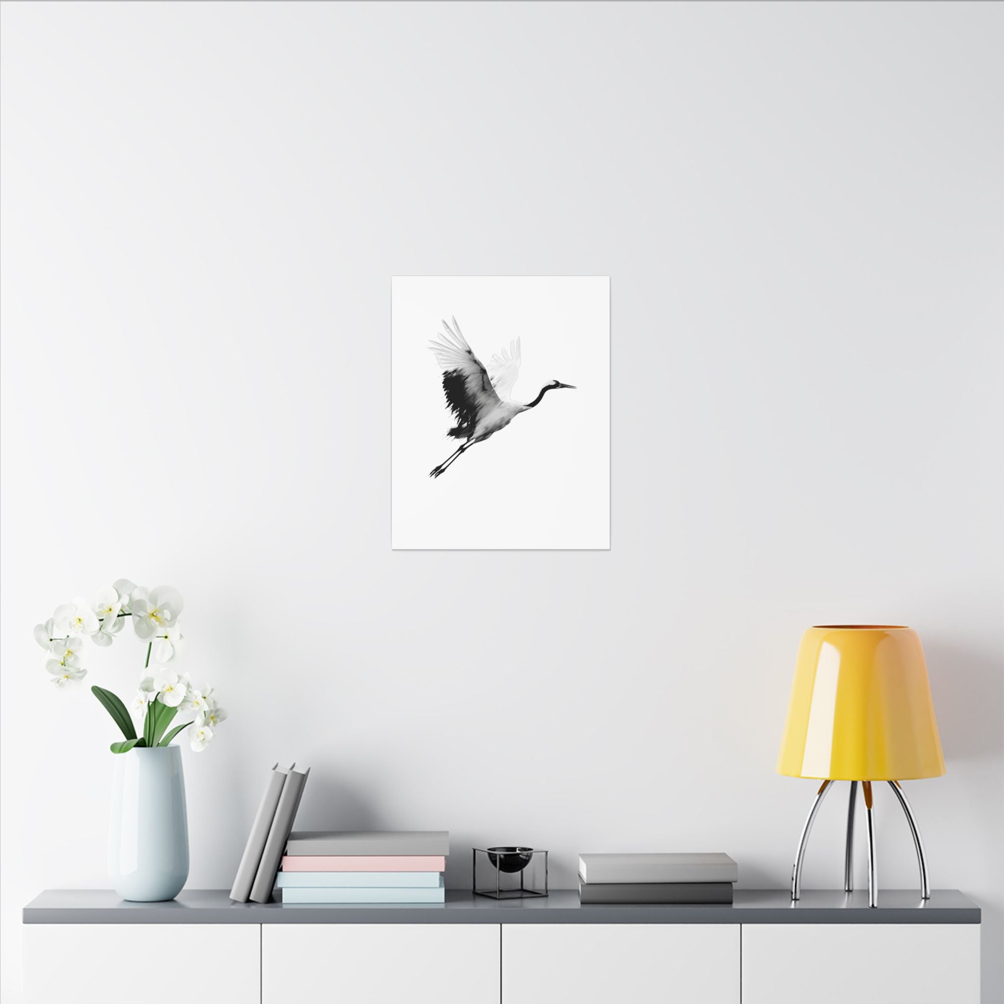 Flying Crane Matte Canvas Wall Art