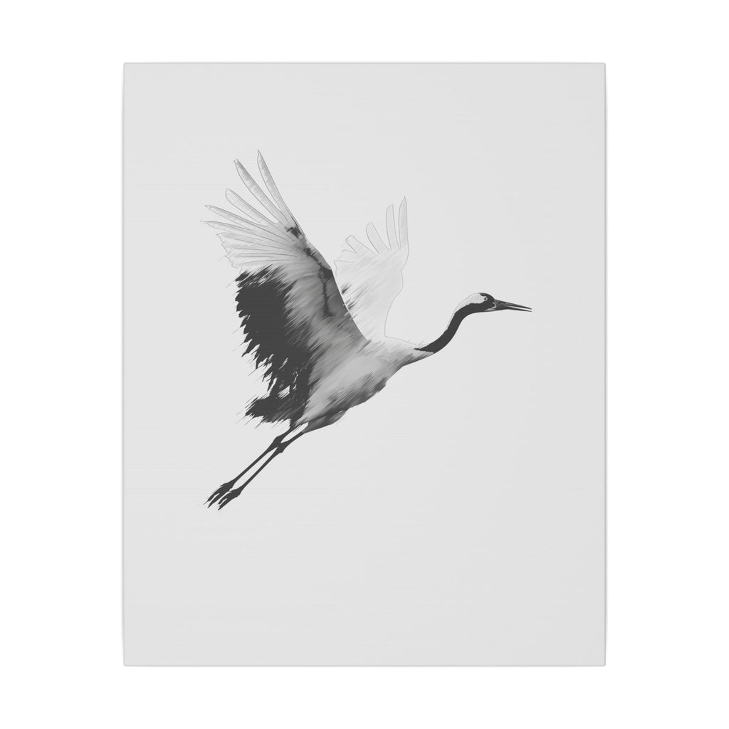 Flying Crane Matte Canvas Wall Art
