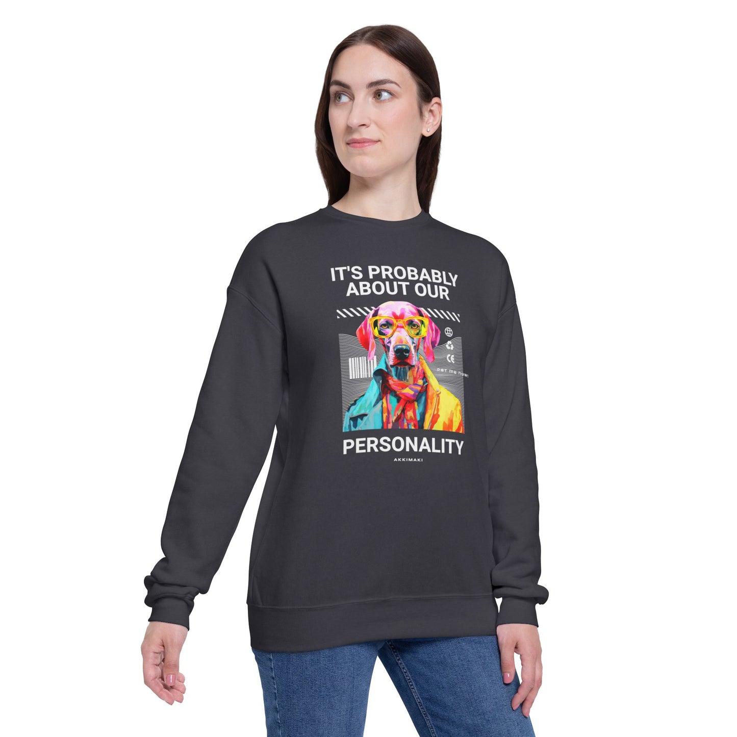 Colorful Dog Personality Unisex Drop Shoulder Sweatshirt