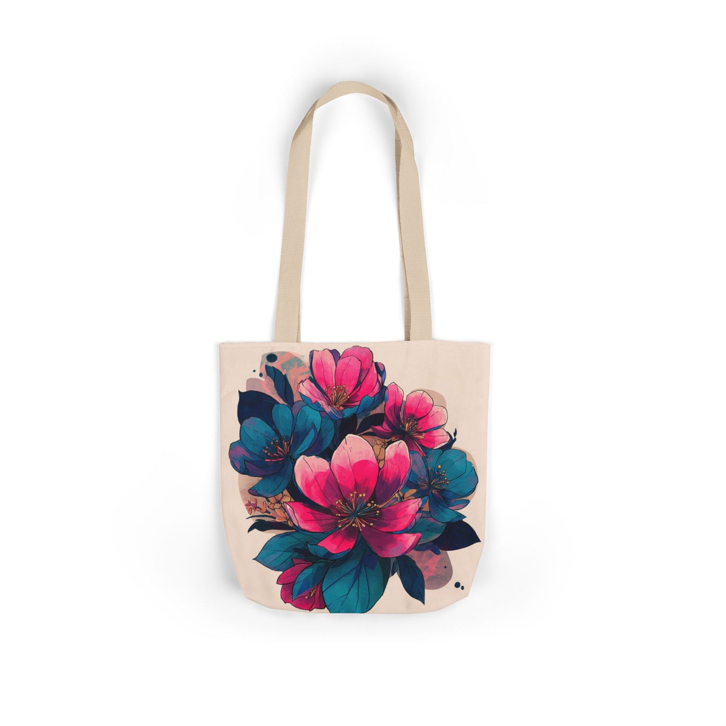 Floral Canvas Tote Bag with 5-Color Straps