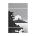 Satin Stretched Canvas: Minimalist Mount Fuji Seascape Wall Art