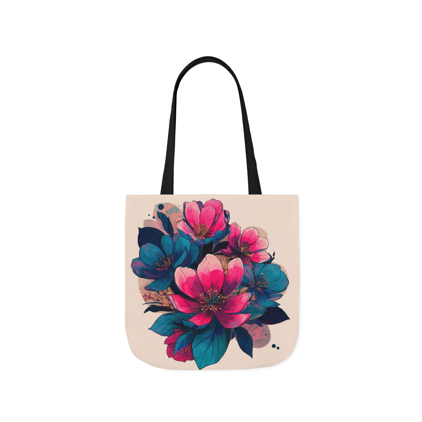 Floral Canvas Tote Bag with 5-Color Straps