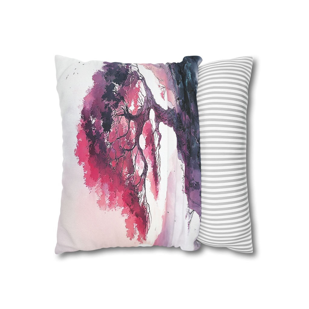 Watercolor Pink Bonsai Tree Pillowcase