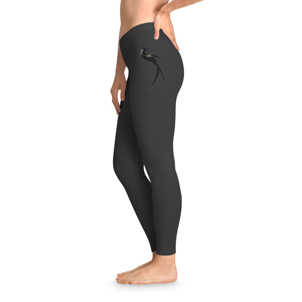 Black Stretchy Leggings with Subtle Raven Accent — Comfortable All-Over Print Yoga Leggings