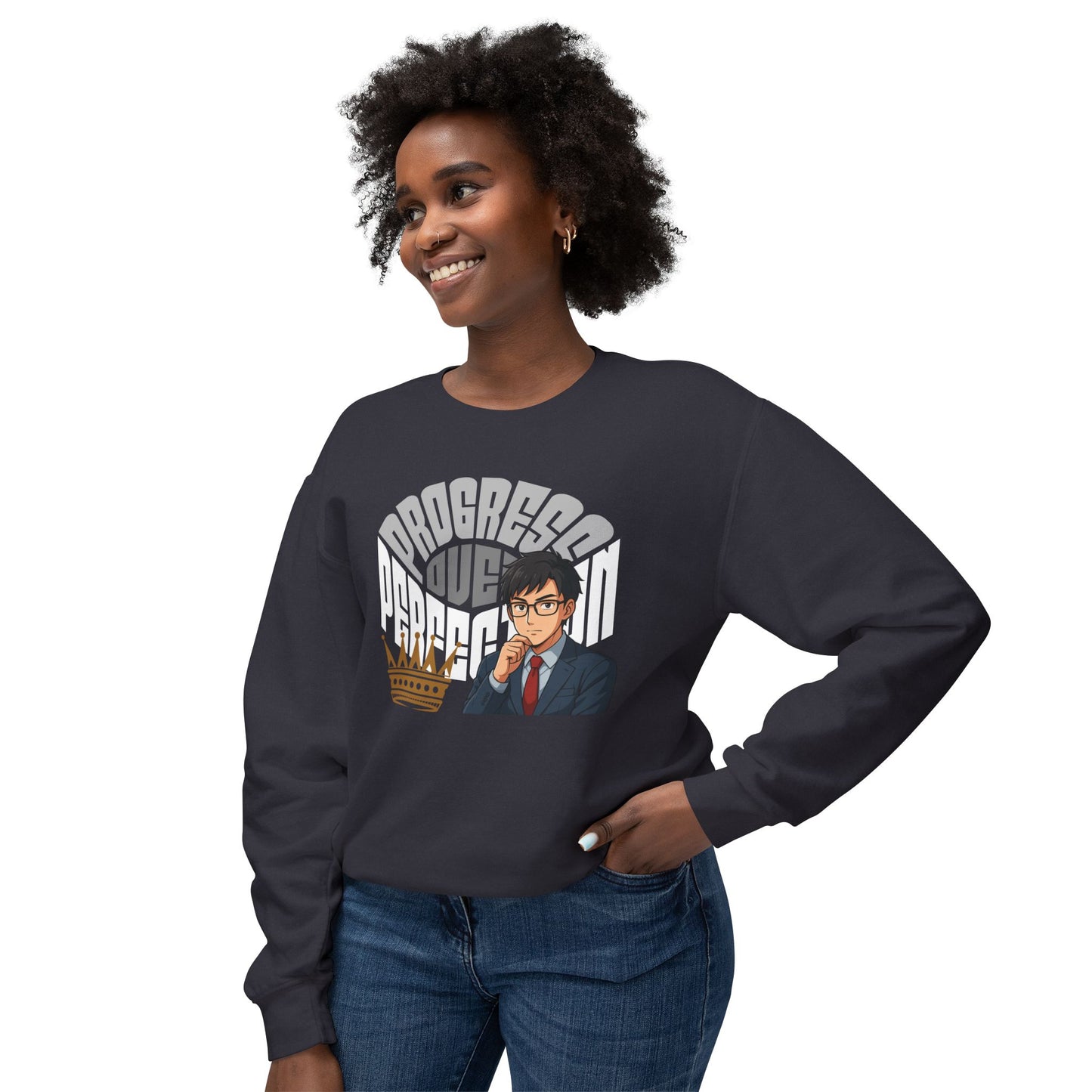 Progress Over Perfection Unisex Lightweight Crewneck Sweatshirt