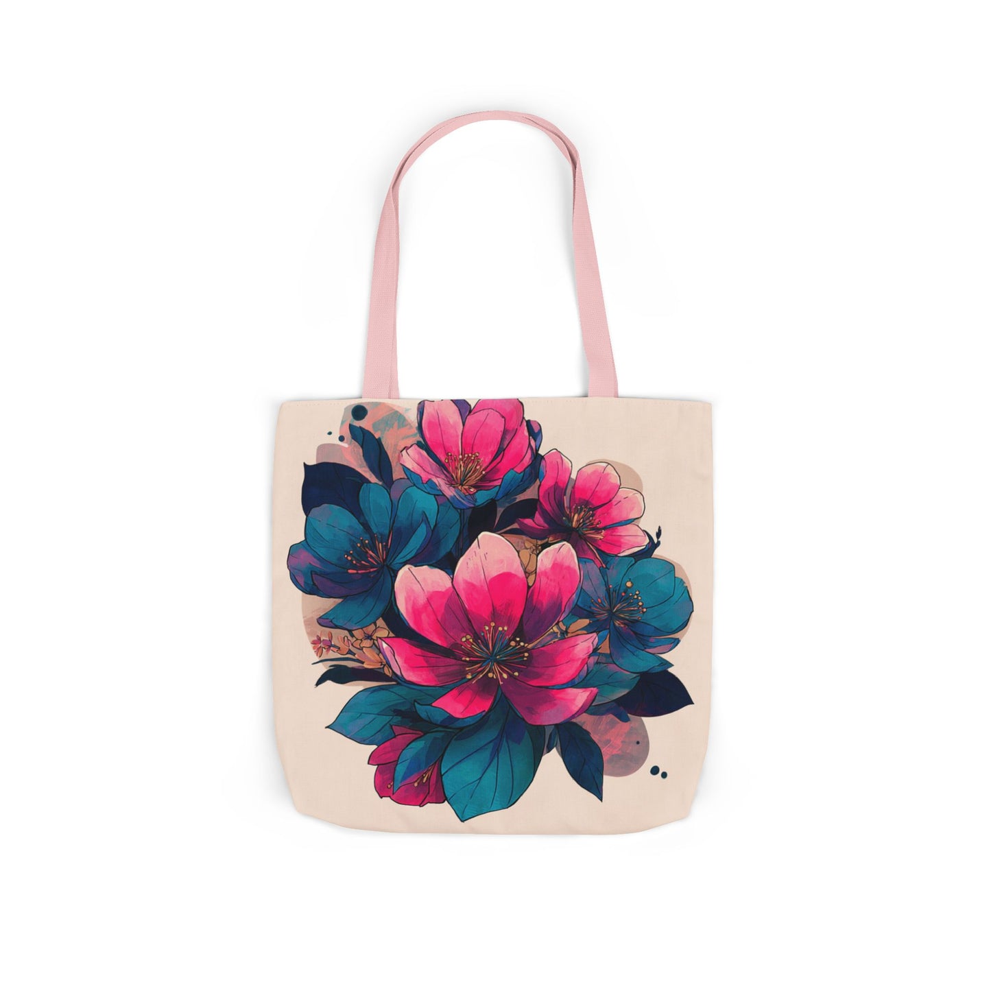 Floral Canvas Tote Bag with 5-Color Straps