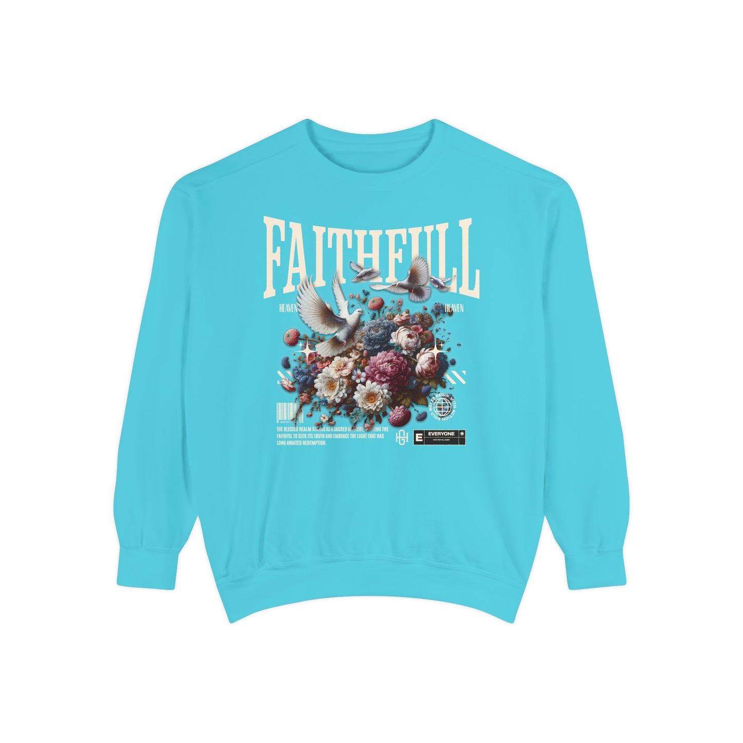Faithful Floral Sweatshirt - Cozy Garment-Dyed Apparel