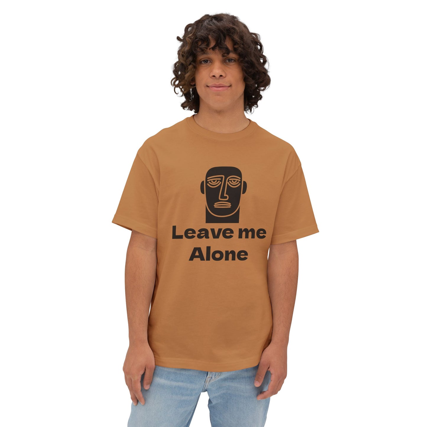 Leave Me Alone T‑Shirt — Minimalist Face Graphic Oversized Tee