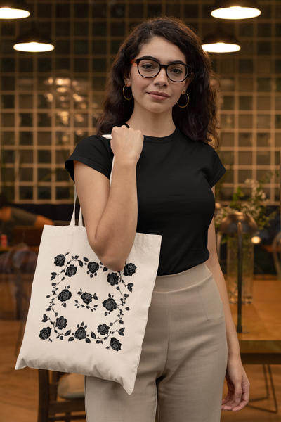 Floral Pattern Cotton Tote Bag