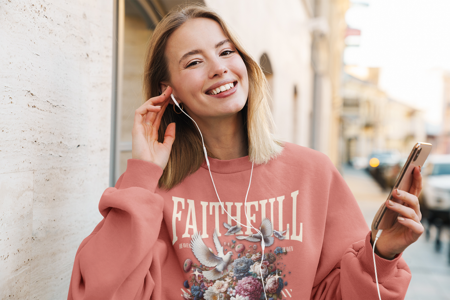 Faithful Floral Sweatshirt - Cozy Garment-Dyed Apparel