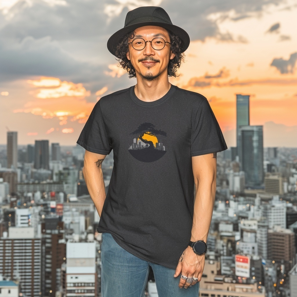 Minimalist Sunset T-Shirt — Bonzai Silhouette Graphic Tee