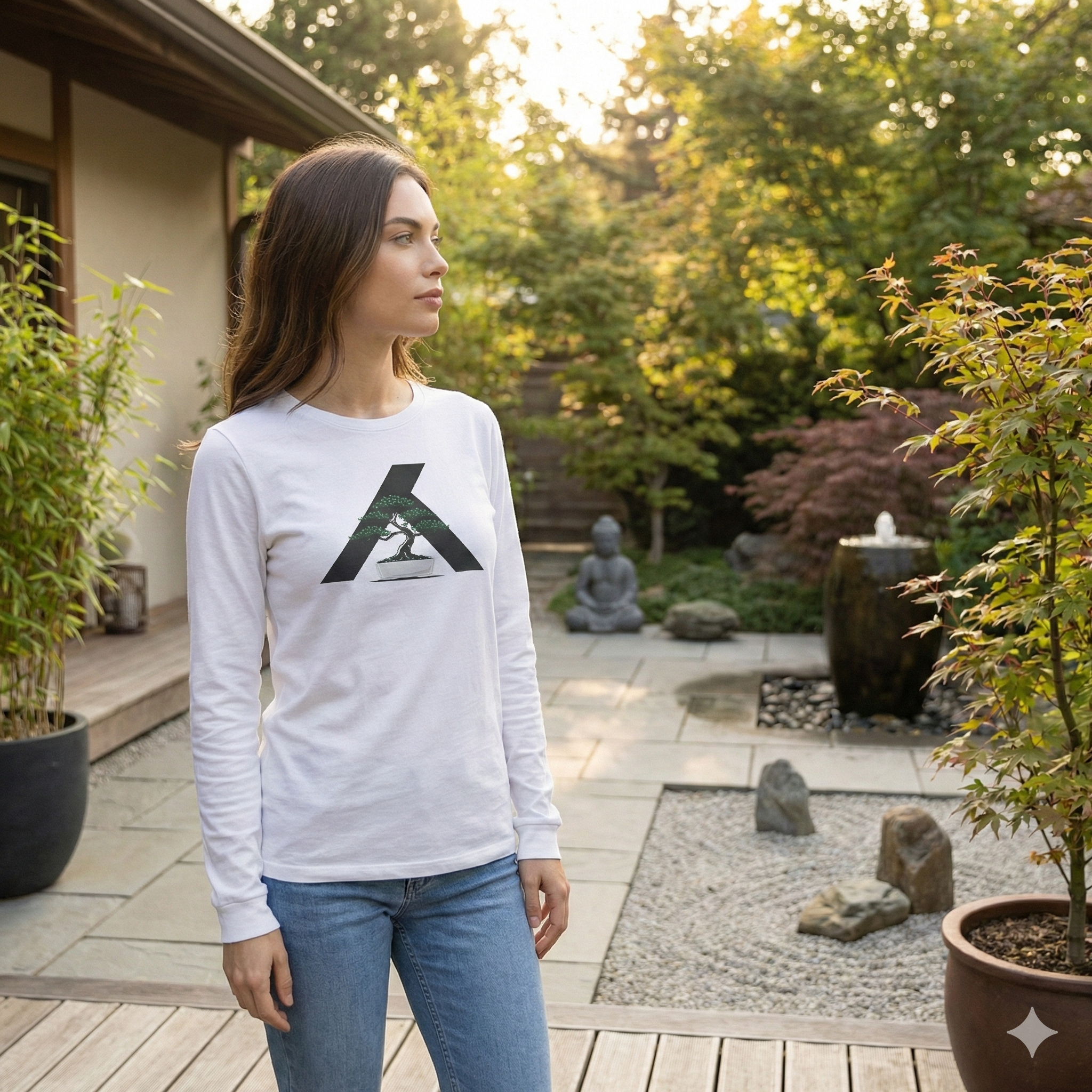Long Sleeve Tee — Minimalist Mountain Runner Logo