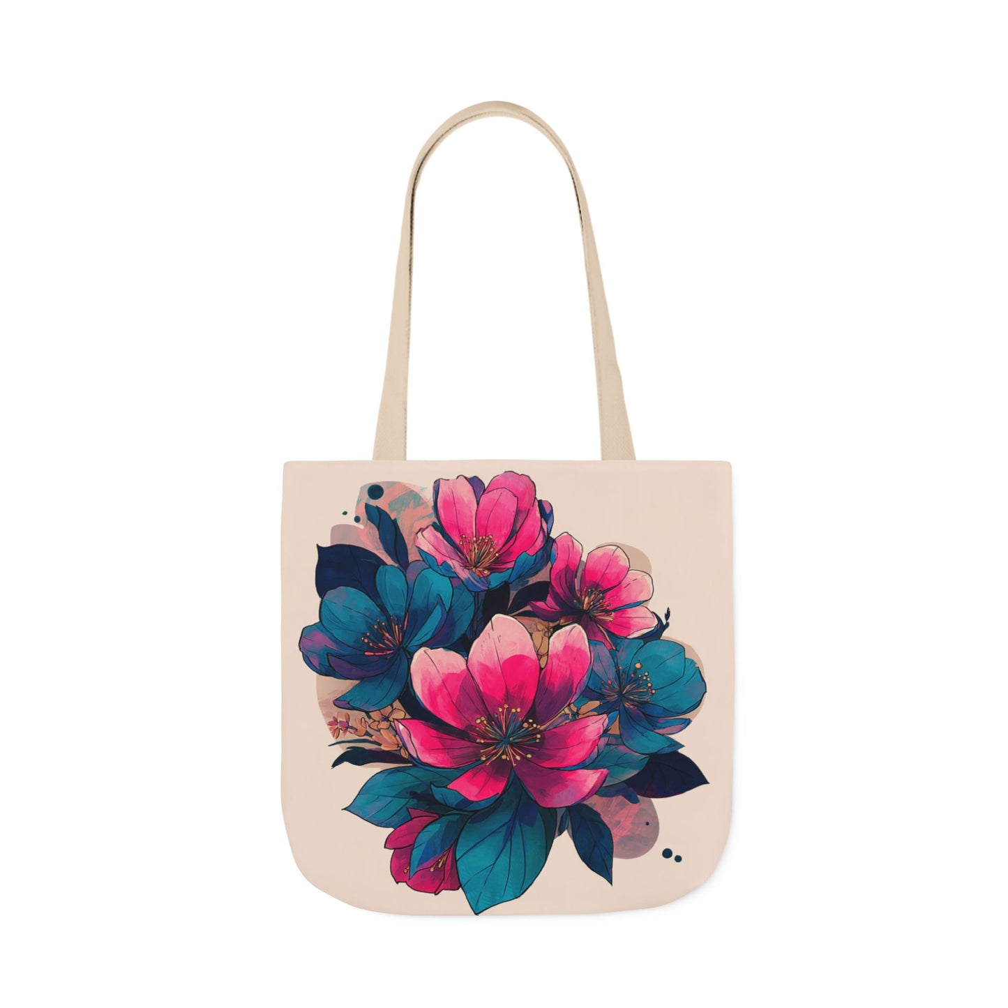 Floral Canvas Tote Bag with 5-Color Straps