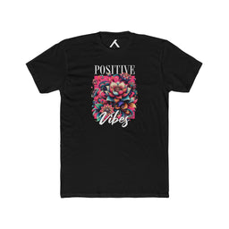 Positive Vibes Floral Unisex Cotton Crew Tee