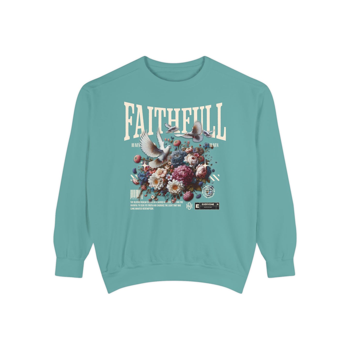Faithful Floral Sweatshirt - Cozy Garment-Dyed Apparel