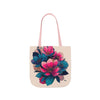 Floral Canvas Tote Bag with 5-Color Straps