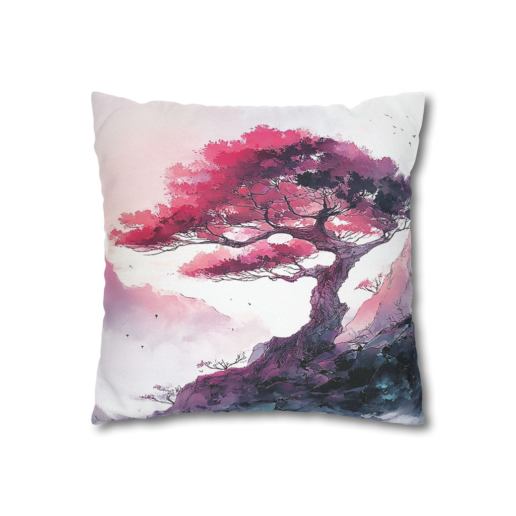 Watercolor Pink Bonsai Tree Pillowcase