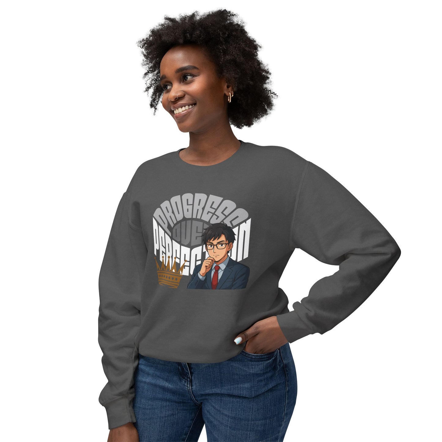 Progress Over Perfection Unisex Lightweight Crewneck Sweatshirt
