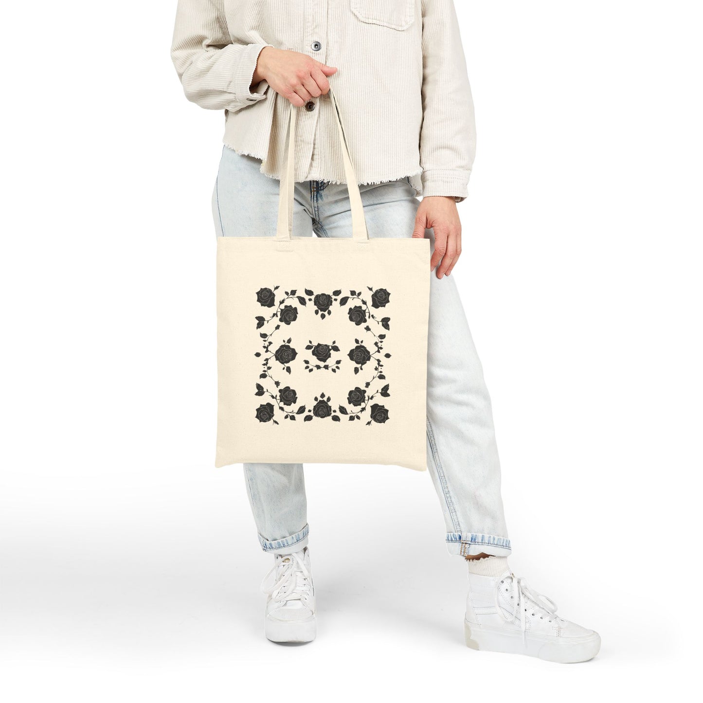 Floral Pattern Cotton Tote Bag