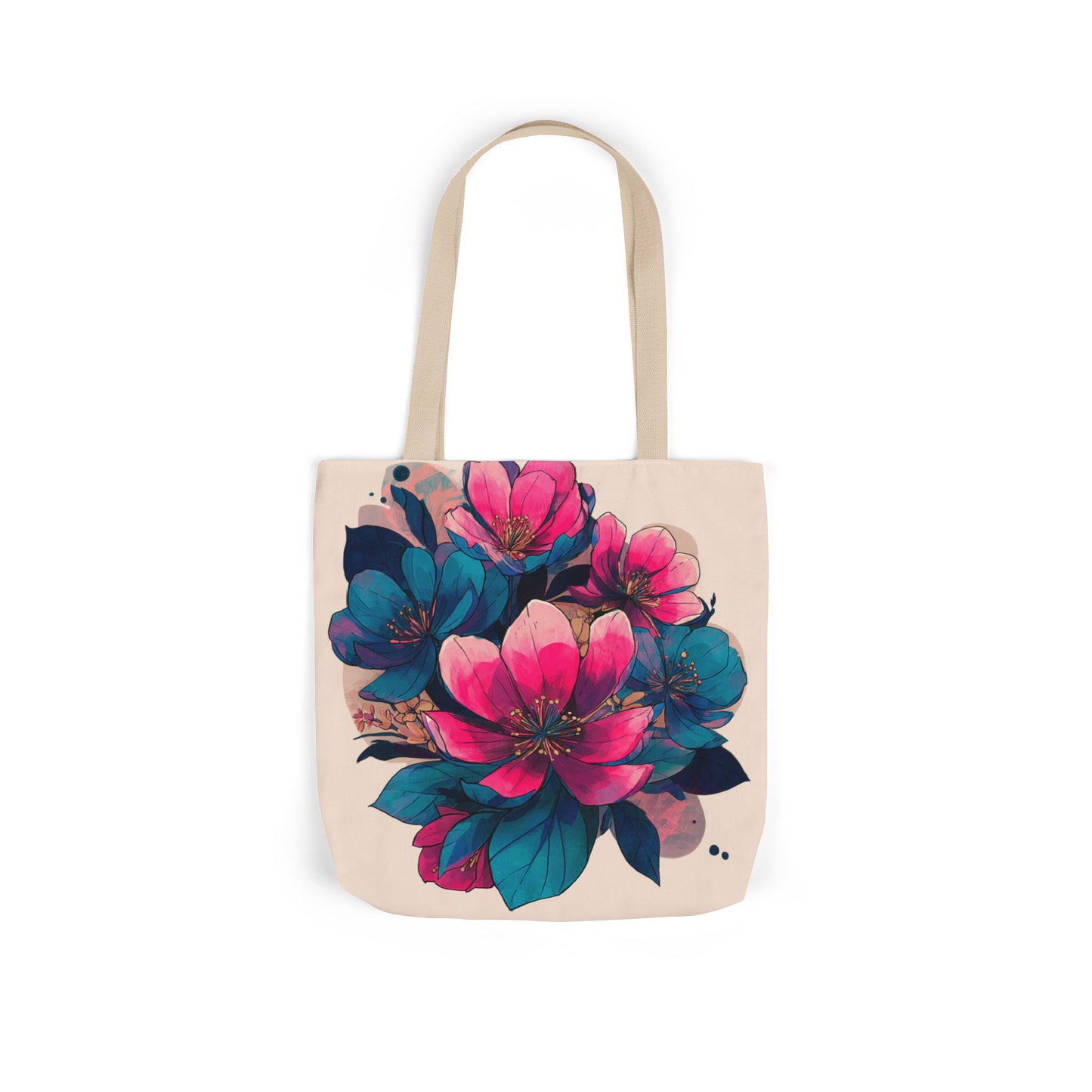 Floral Canvas Tote Bag with 5-Color Straps
