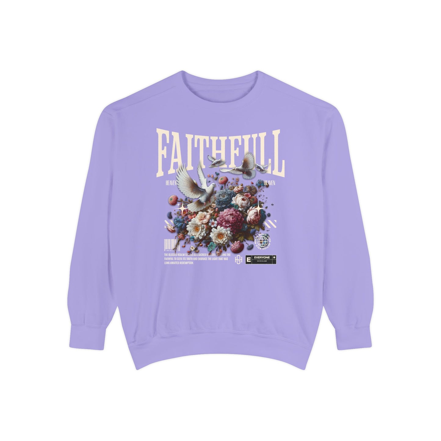 Faithful Floral Sweatshirt - Cozy Garment-Dyed Apparel