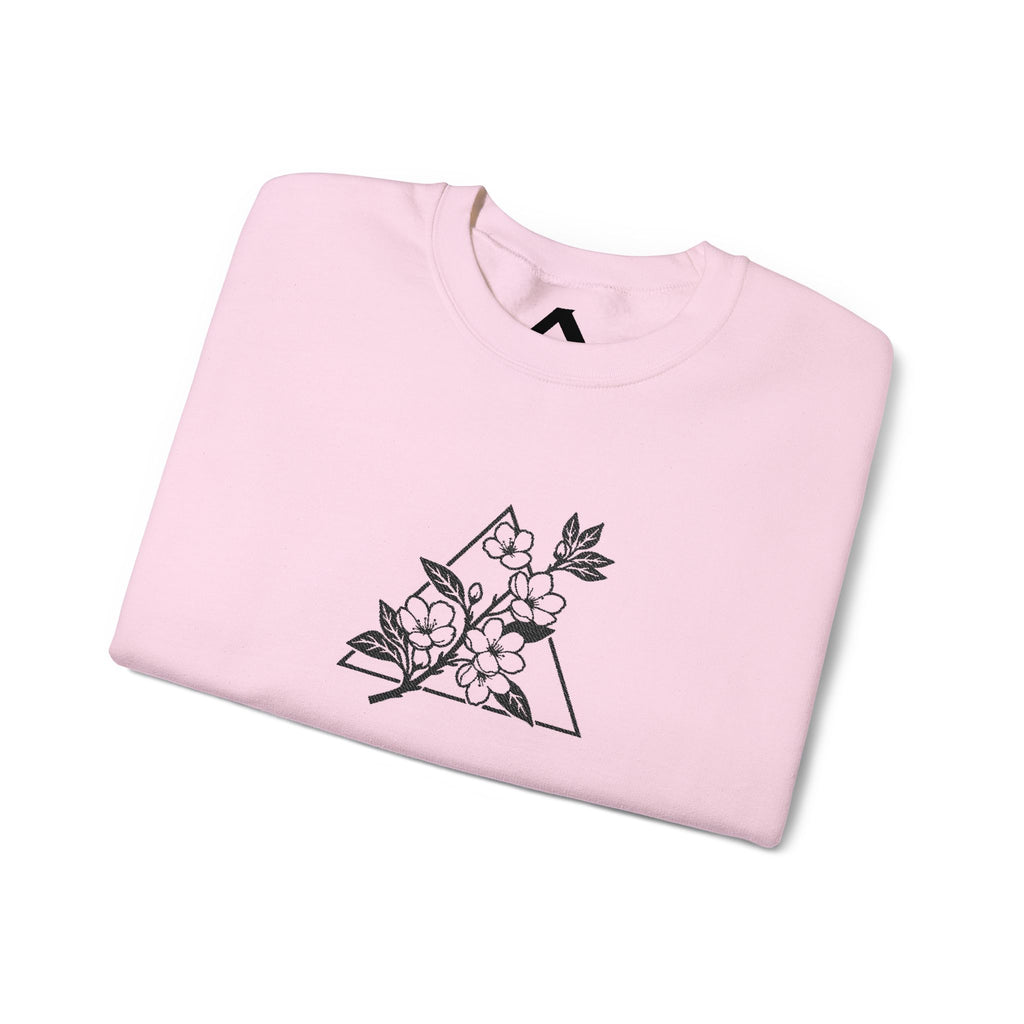 Floral Mountain Embroidery Sweatshirt — Minimal Botanical Crewneck