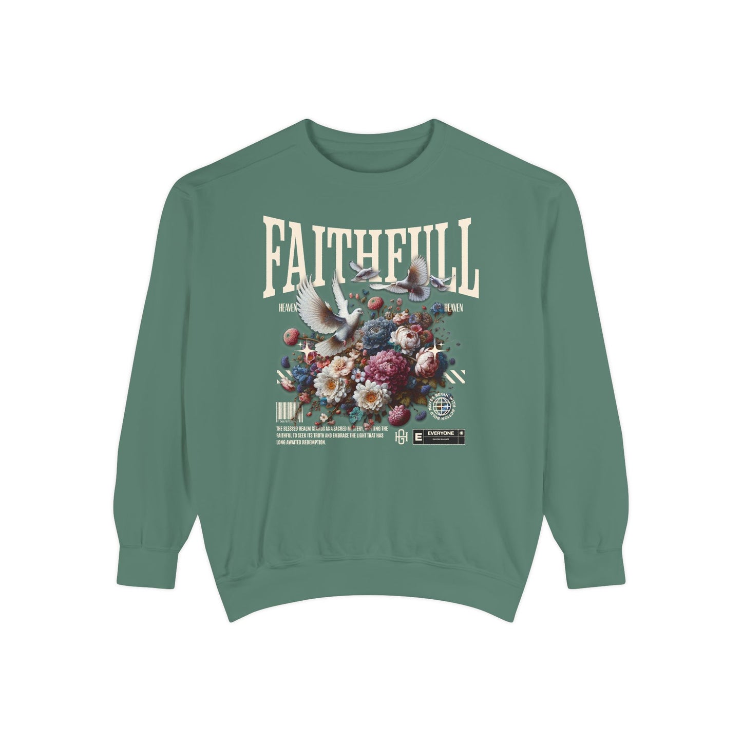 Faithful Floral Sweatshirt - Cozy Garment-Dyed Apparel