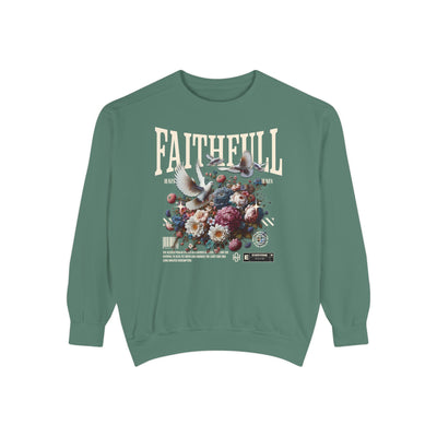 Faithful Floral Sweatshirt - Cozy Garment-Dyed Apparel