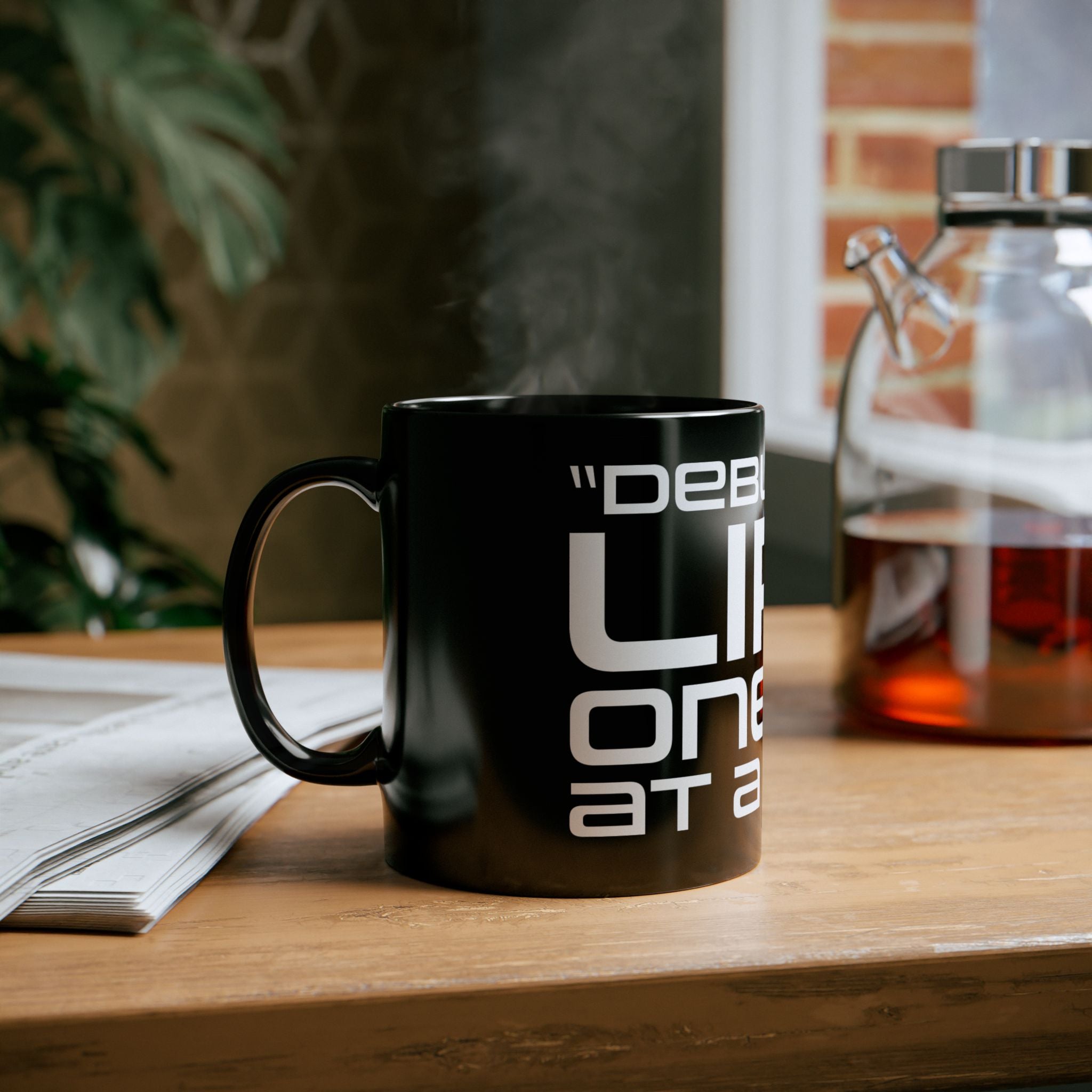 Debugging Life Black Mug