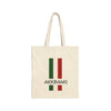 Italian Chic Cotton Tote bag featuring green and red stripes with 'AKKIMAKI' logo, perfect for everyday use.