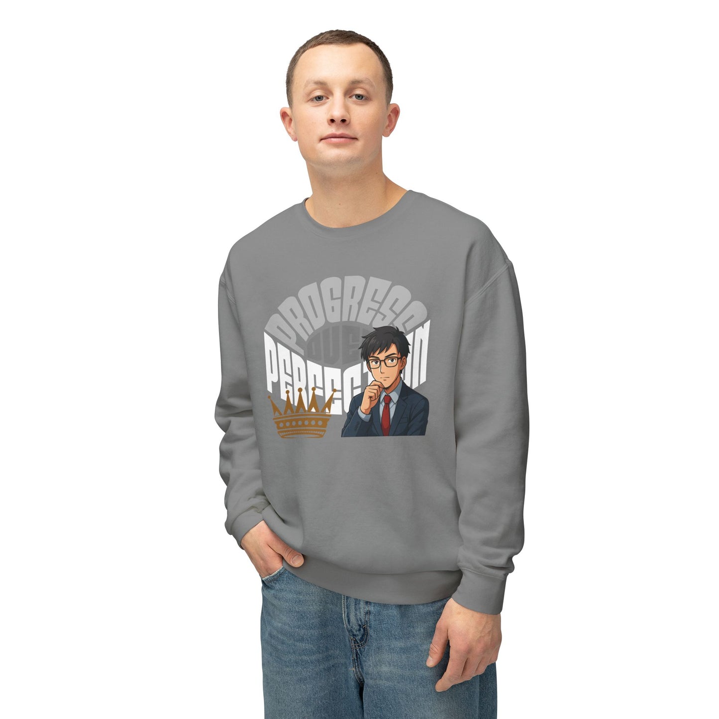 Progress Over Perfection Unisex Lightweight Crewneck Sweatshirt