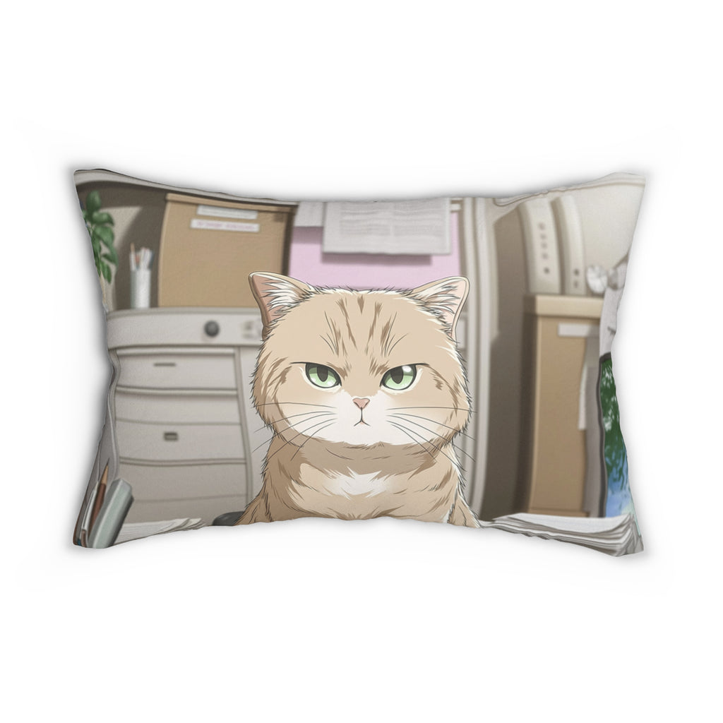 Grumpy Office Cat Lumbar Pillow