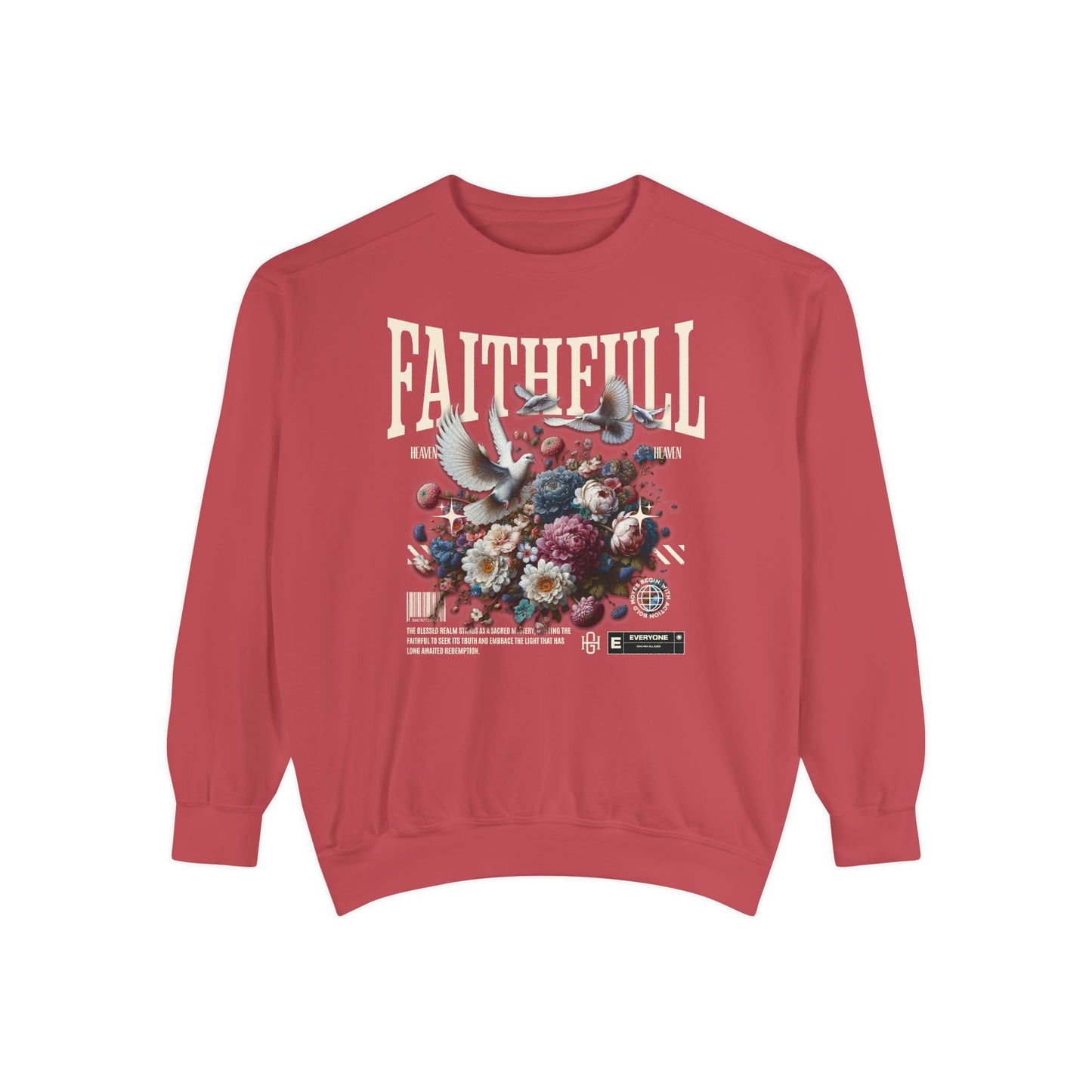 Faithful Floral Sweatshirt - Cozy Garment-Dyed Apparel