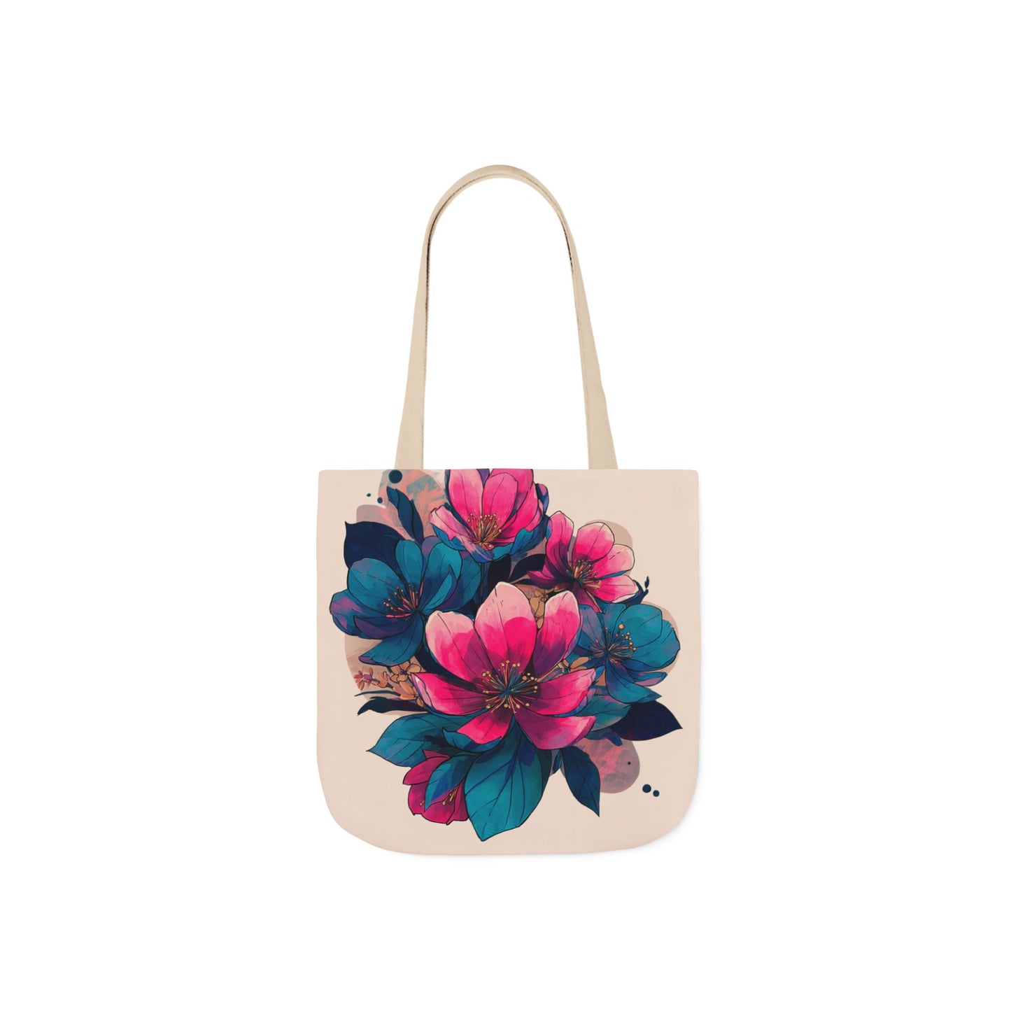 Floral Canvas Tote Bag with 5-Color Straps
