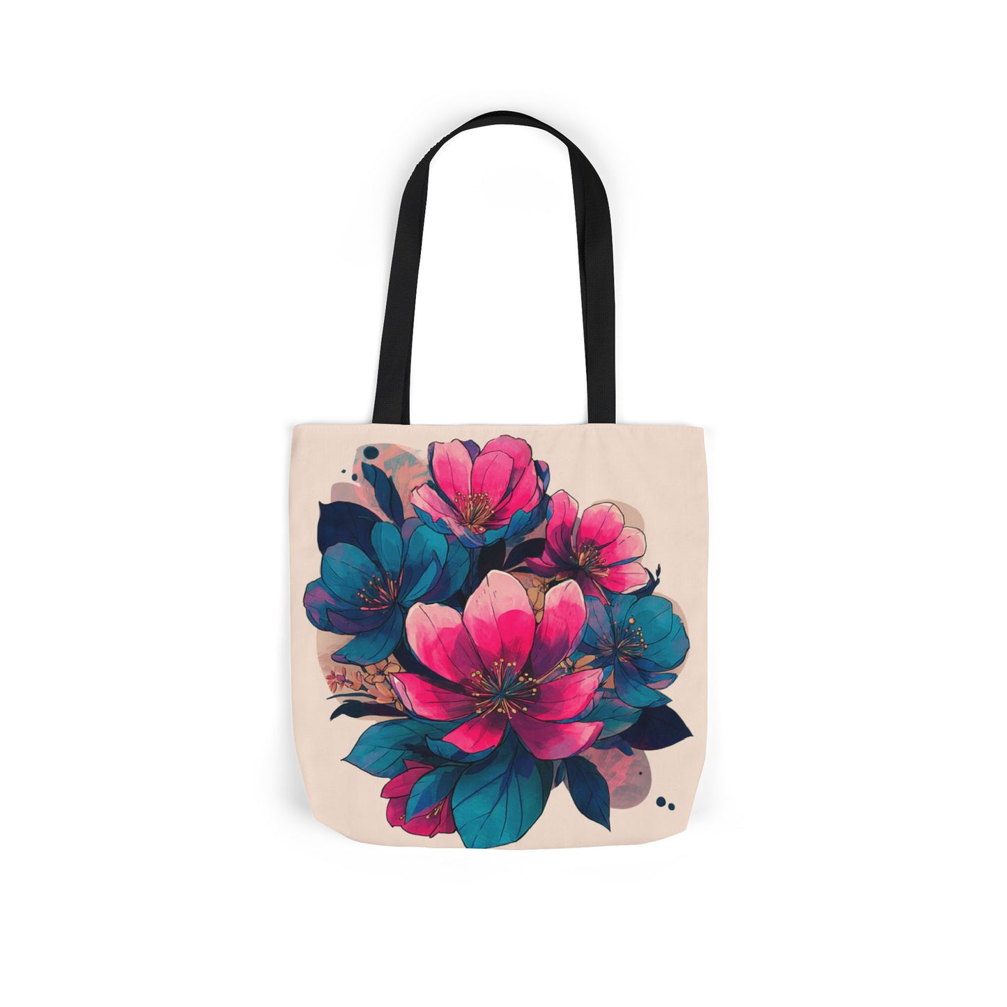 Floral Canvas Tote Bag with 5-Color Straps