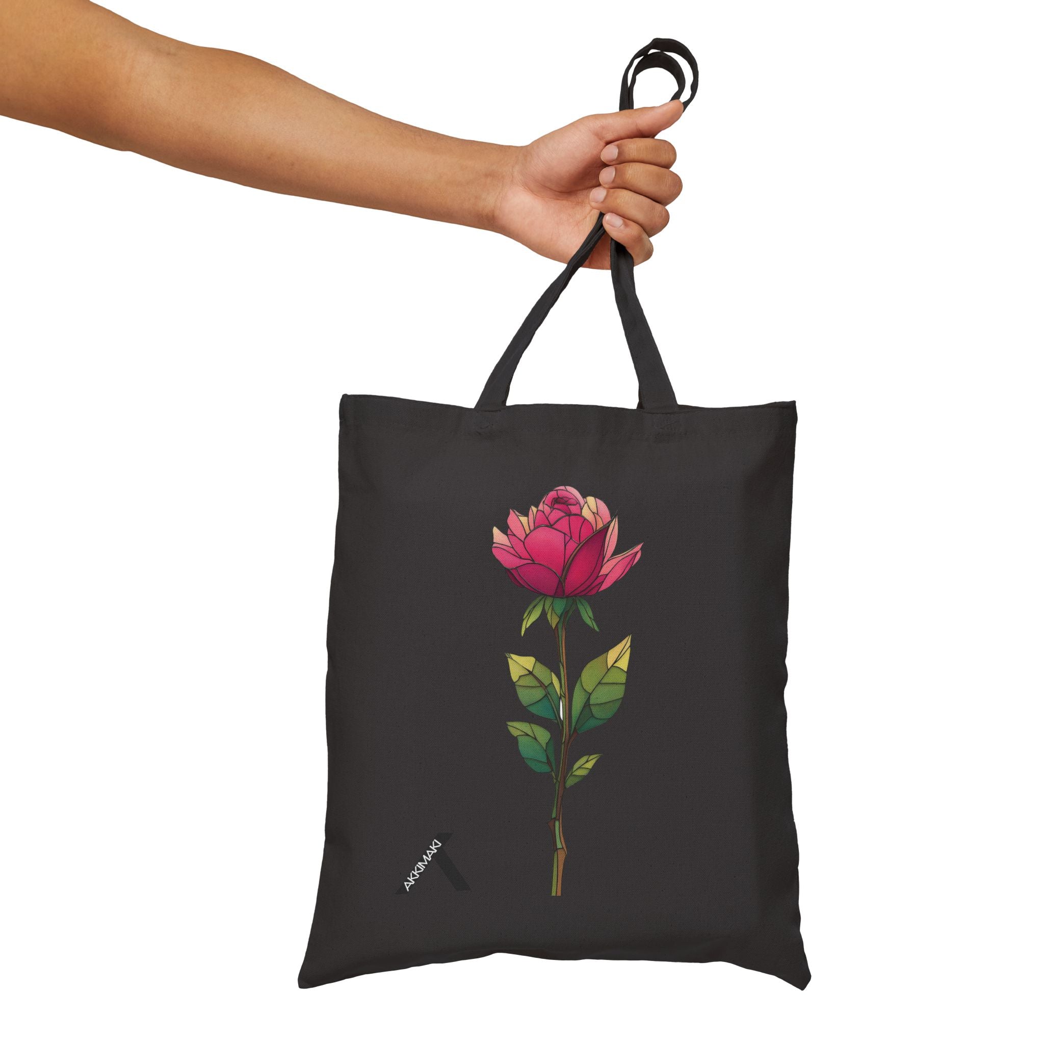 Rose Design Cotton Canvas Tote Bag