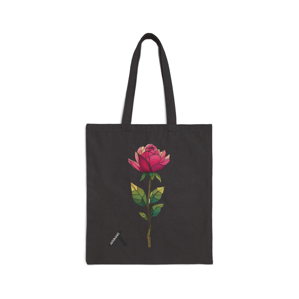 Rose Design Cotton Canvas Tote Bag