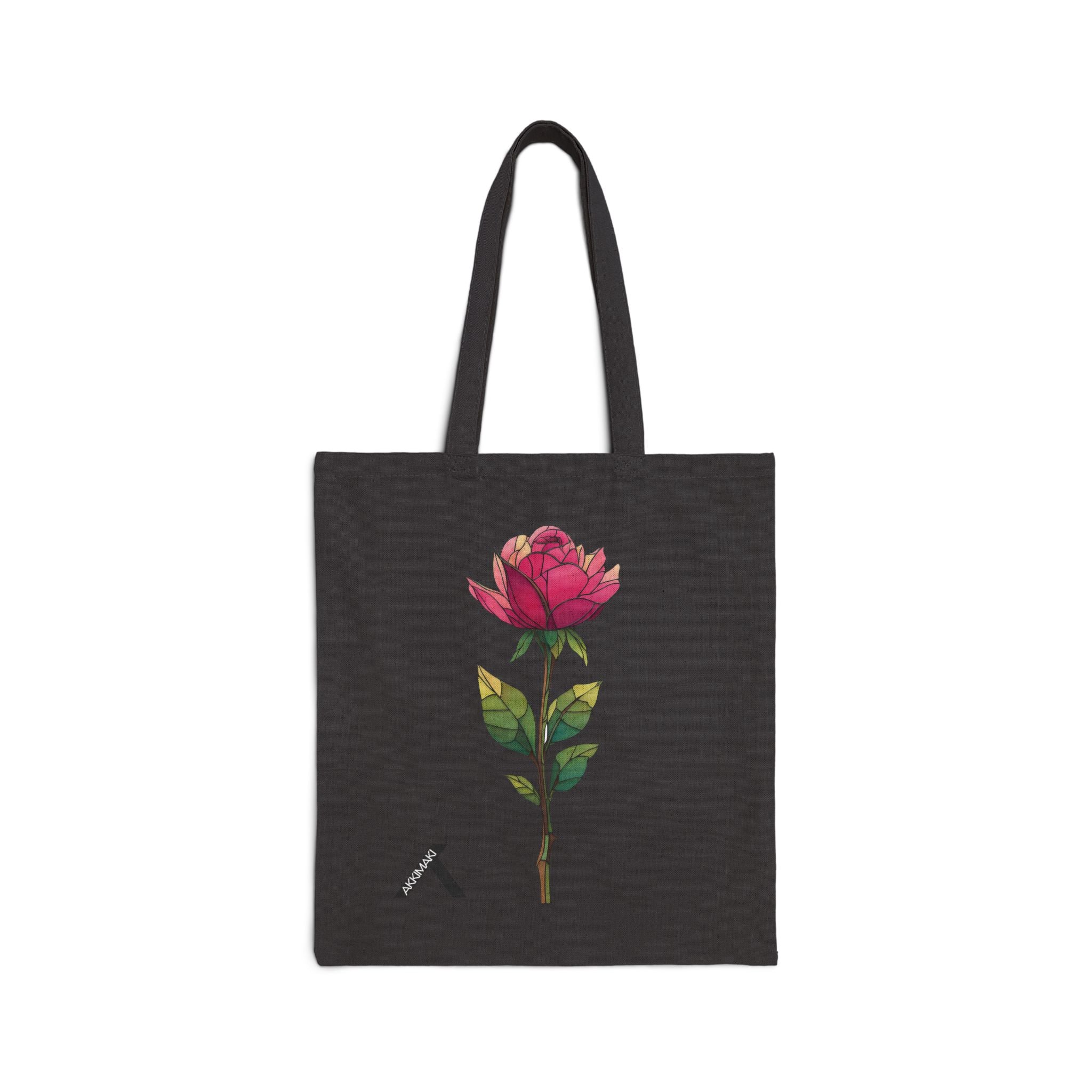 Rose Design Cotton Canvas Tote Bag