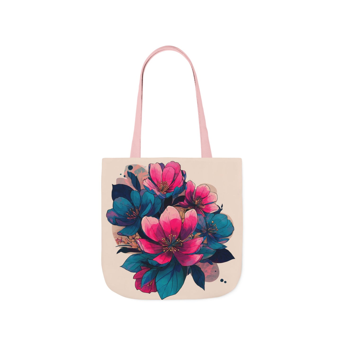 Floral Canvas Tote Bag with 5-Color Straps