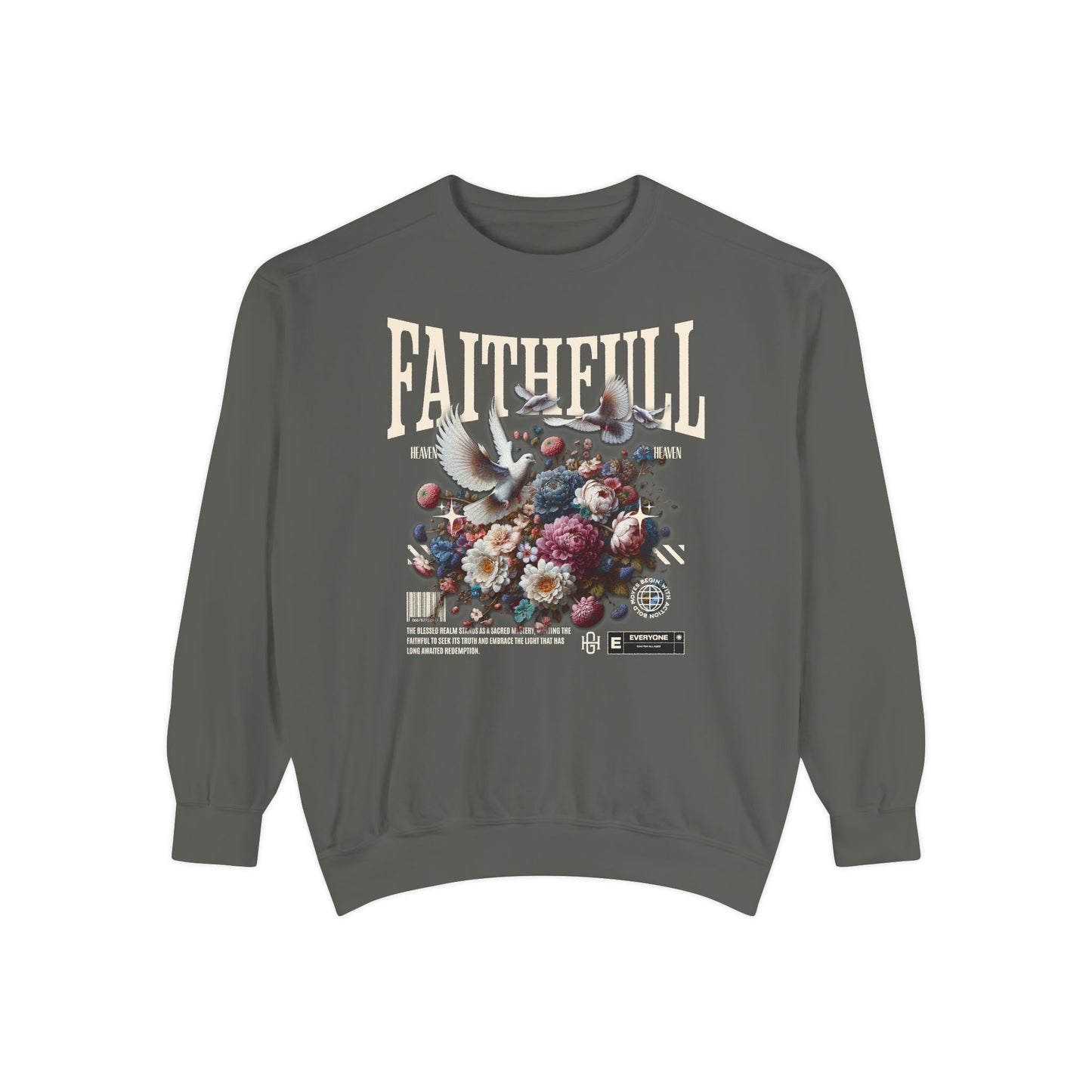 Faithful Floral Sweatshirt - Cozy Garment-Dyed Apparel