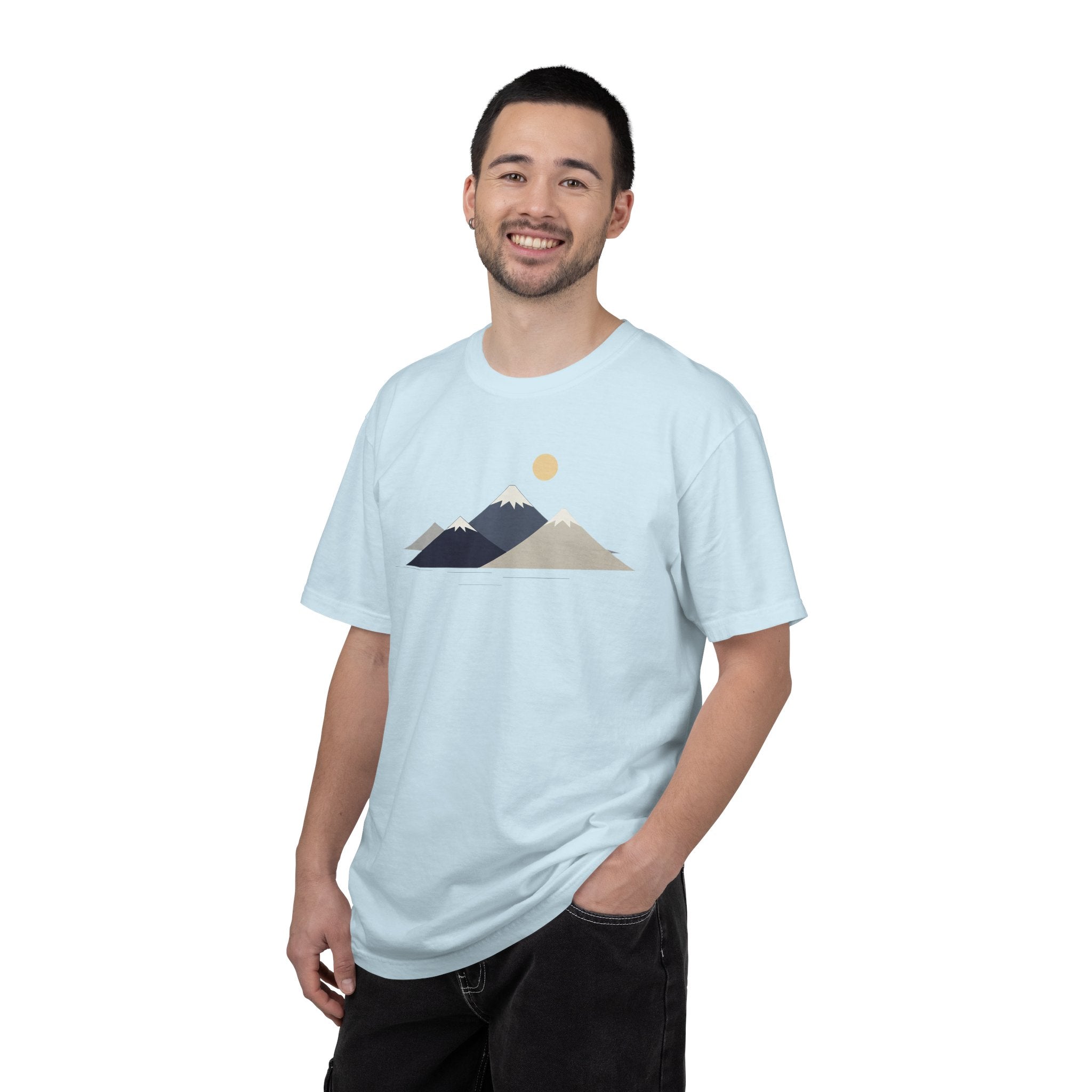 Minimal Mountain Graphic T-Shirt — Neutral Sunset Nature Tee