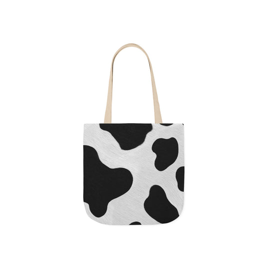 Chic Cow Print Canvas Tote Bag