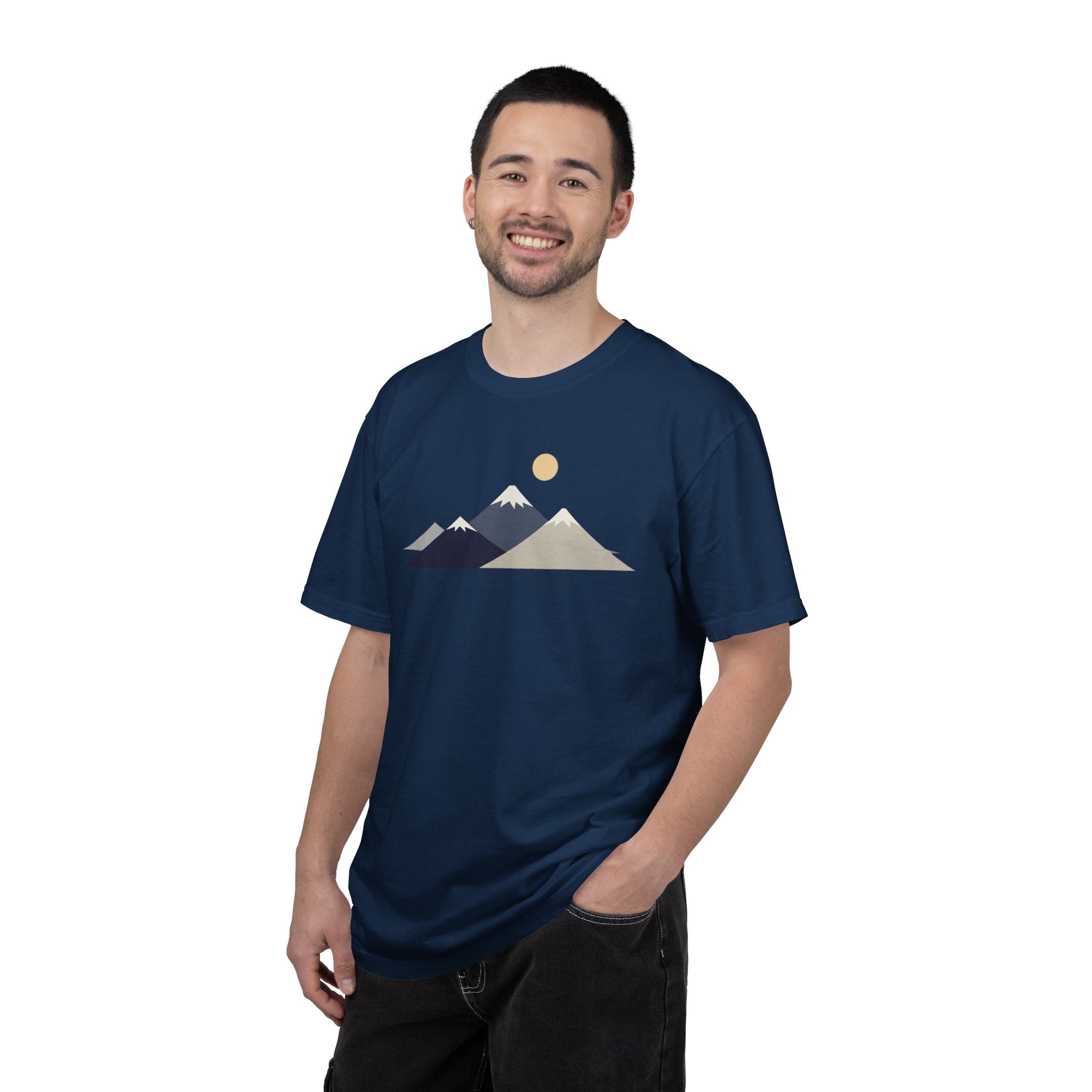 Minimal Mountain Graphic T-Shirt — Neutral Sunset Nature Tee