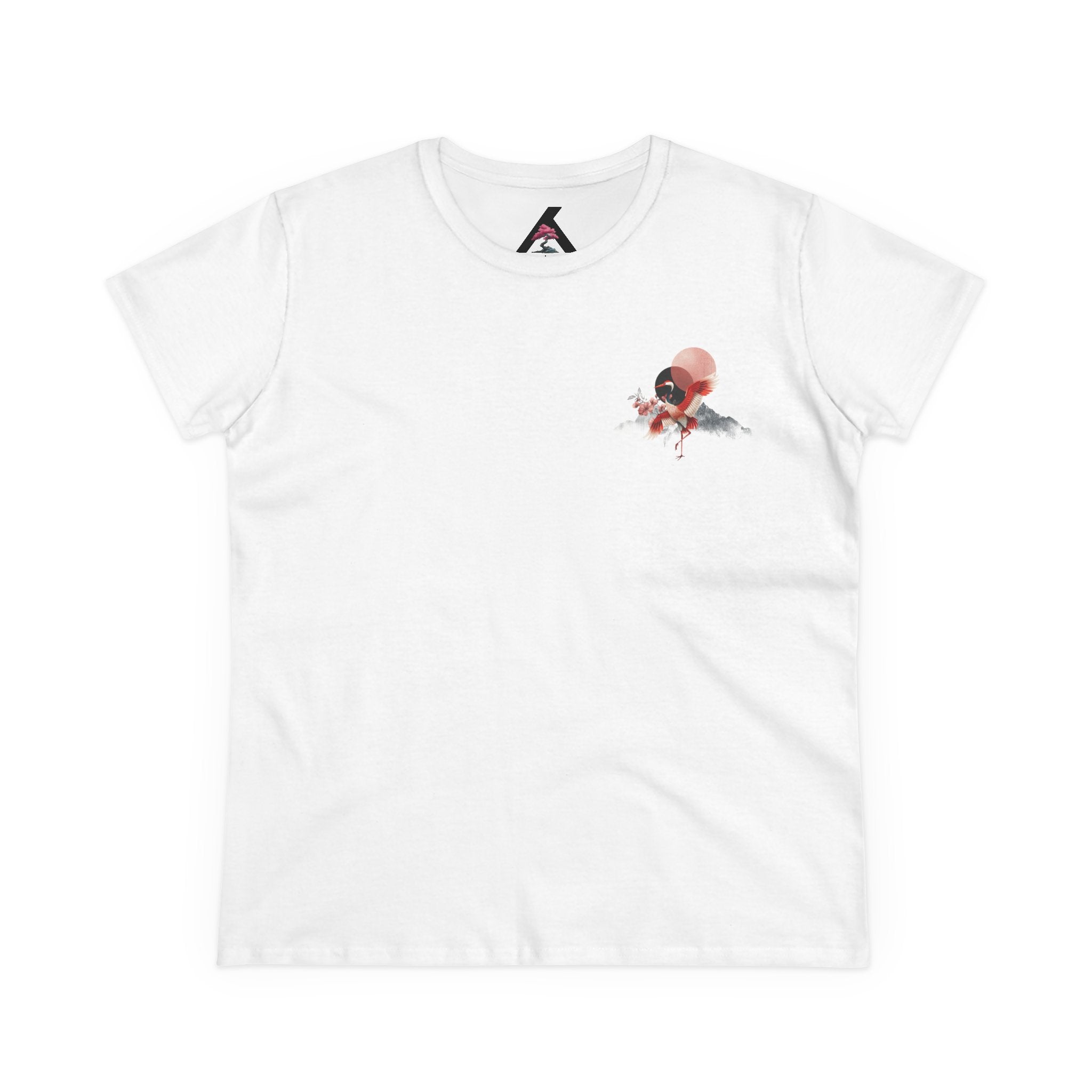 Women's Tee — Minimalist Pink Chest Print, Edgy Casual Top