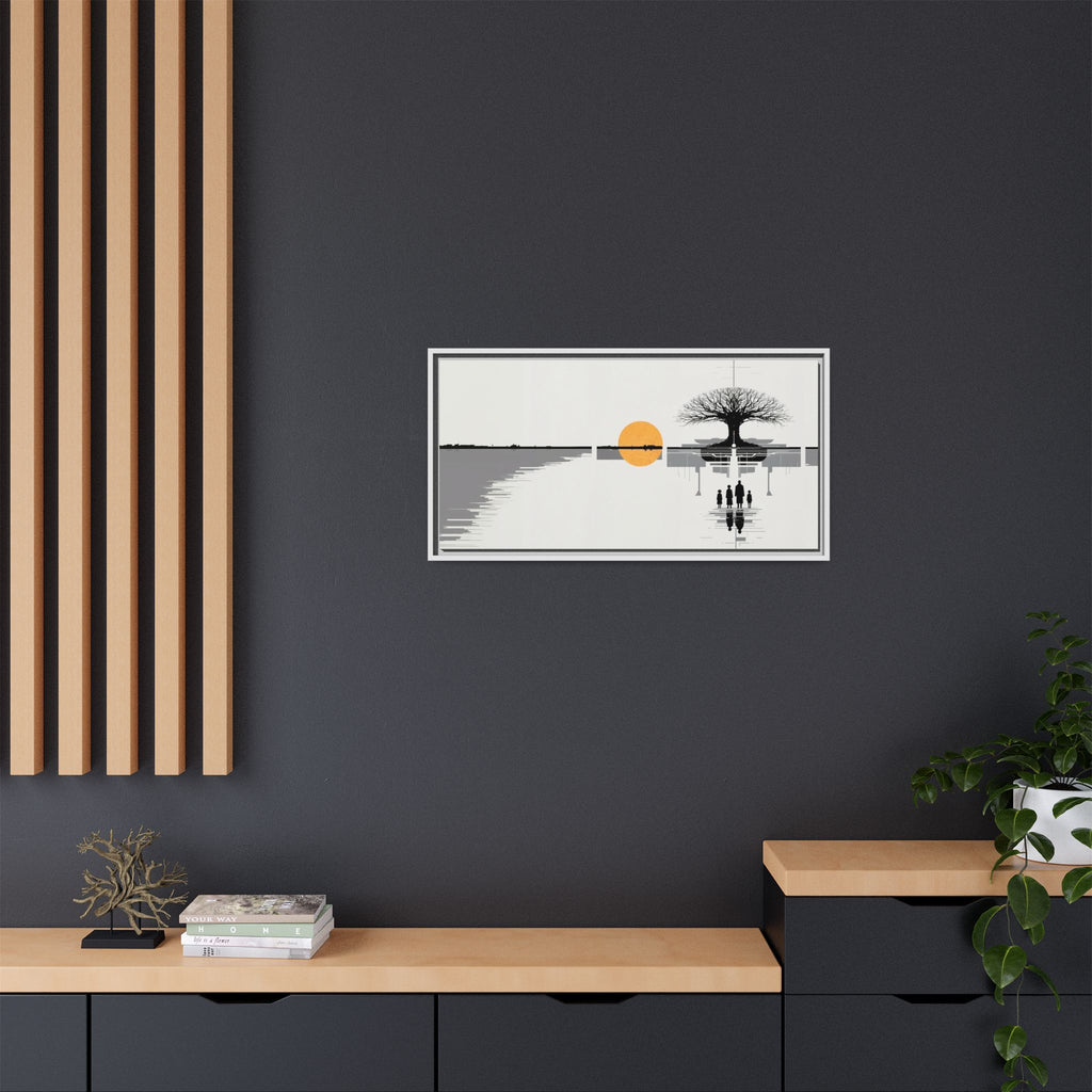 Framed Matte Canvas Wall Art — Minimal Sunset Tree Landscape