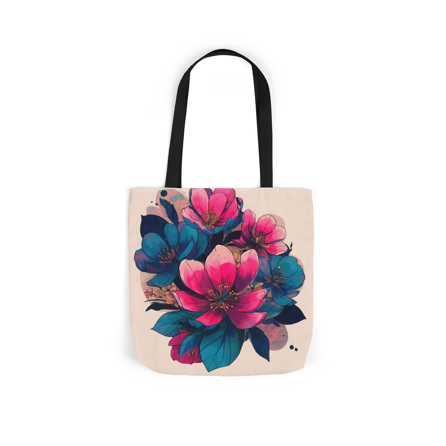 Floral Canvas Tote Bag with 5-Color Straps