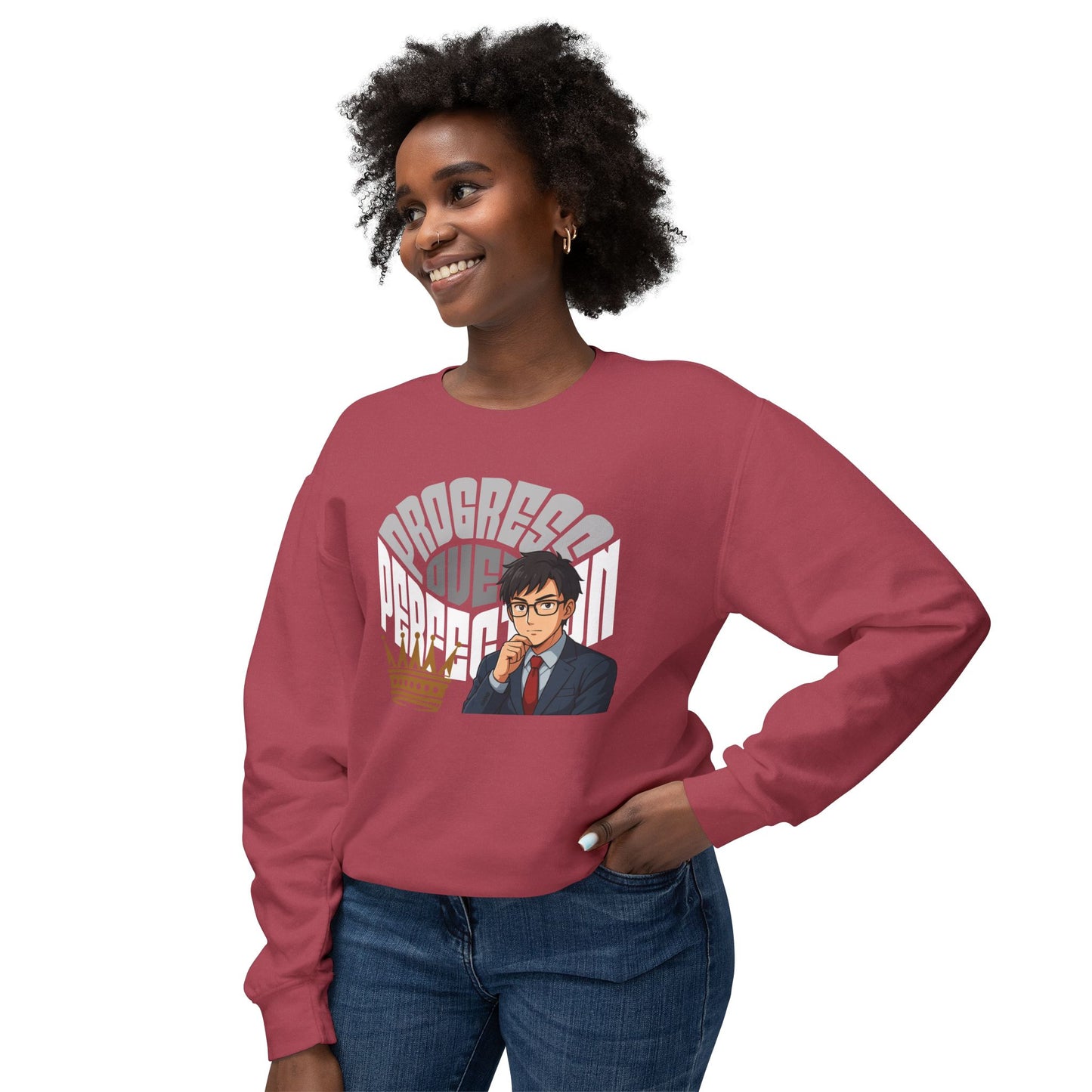 Progress Over Perfection Unisex Lightweight Crewneck Sweatshirt
