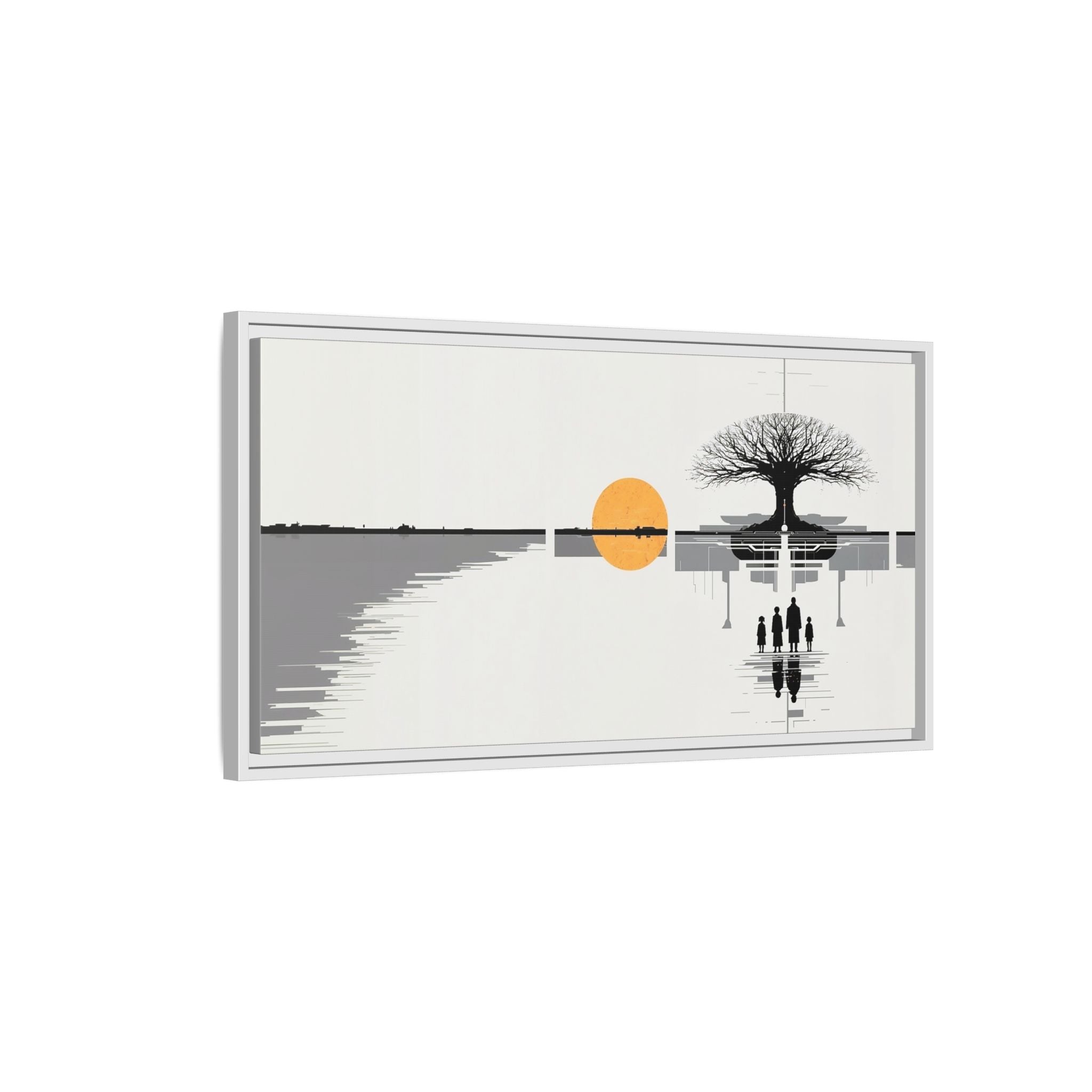 Framed Matte Canvas Wall Art — Minimal Sunset Tree Landscape